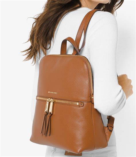 michael kors rhea zip braun|Michael Kors Rhea Zip Medium Slim Backpack .